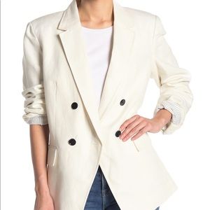 FRAME Double-Breasted Cotton/Linen Blazer